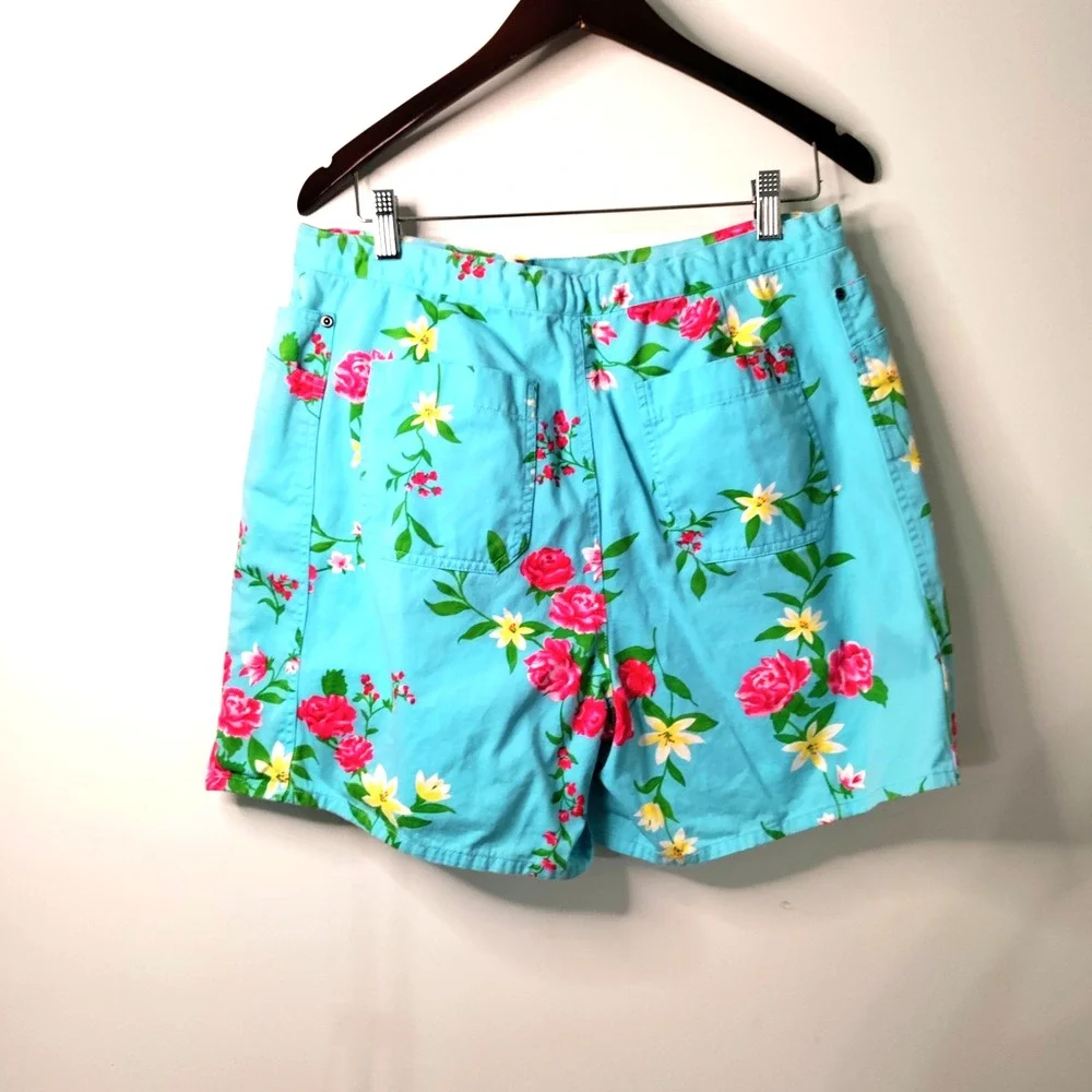 DAVID N SPORT Women 14 Floral Tropical Skort Drawstring Tennis Beach Golf Resort